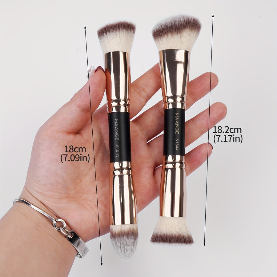 2pcs, Dual Head Makeup Brush Set Foundation Brush Blush Brush Face Brush Loose Powder Brush Makeup Tools