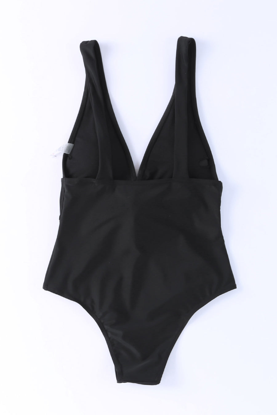 Black Deep V Neck Knot Waist One Piece Swimsuit