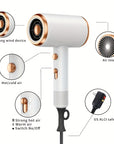 Powerful Ionic Hair Dryer With Diffuser - 2 Speeds, 3 Heating And Cooling Buttons For Straight And Curly Hair - Perfect For Home, Travel, And Salon Use, Holiday Gift