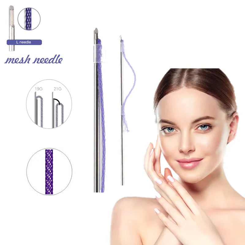 Factory Wholesale Mesh Thread L Needle – 19G 38/60mm PCL Mesh Thread for Nasolabial Folds & Deep Wrinkles
