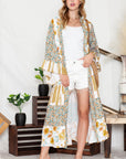 Multicolor Wide Sleeve Mixed Floral Print Long Kimono Effortless Elegance for Every Occasion