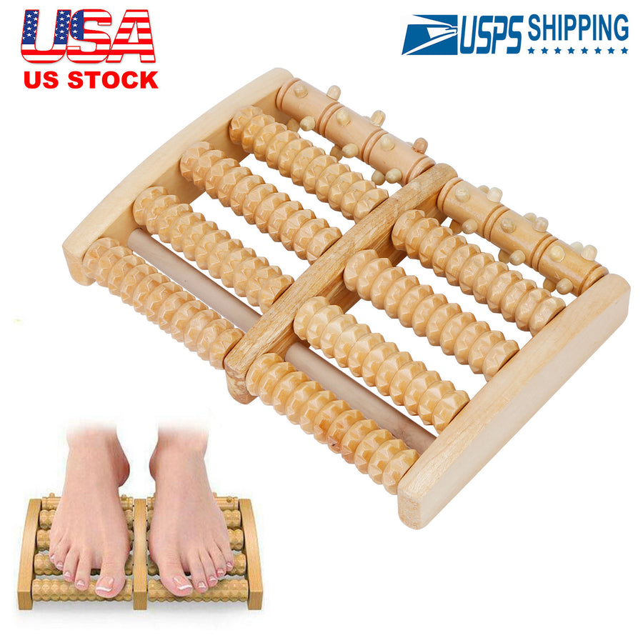 Massage Foot Roller Dual Wooden Stress Relief Roller Acupressure Massage Plantar Relaxation Shiatsu Massage for Foot Leg Back