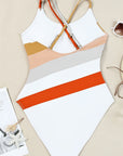 Multicolor Striped Criss Cross Backless One Piece Swimsuit  Dive into Summer in Style