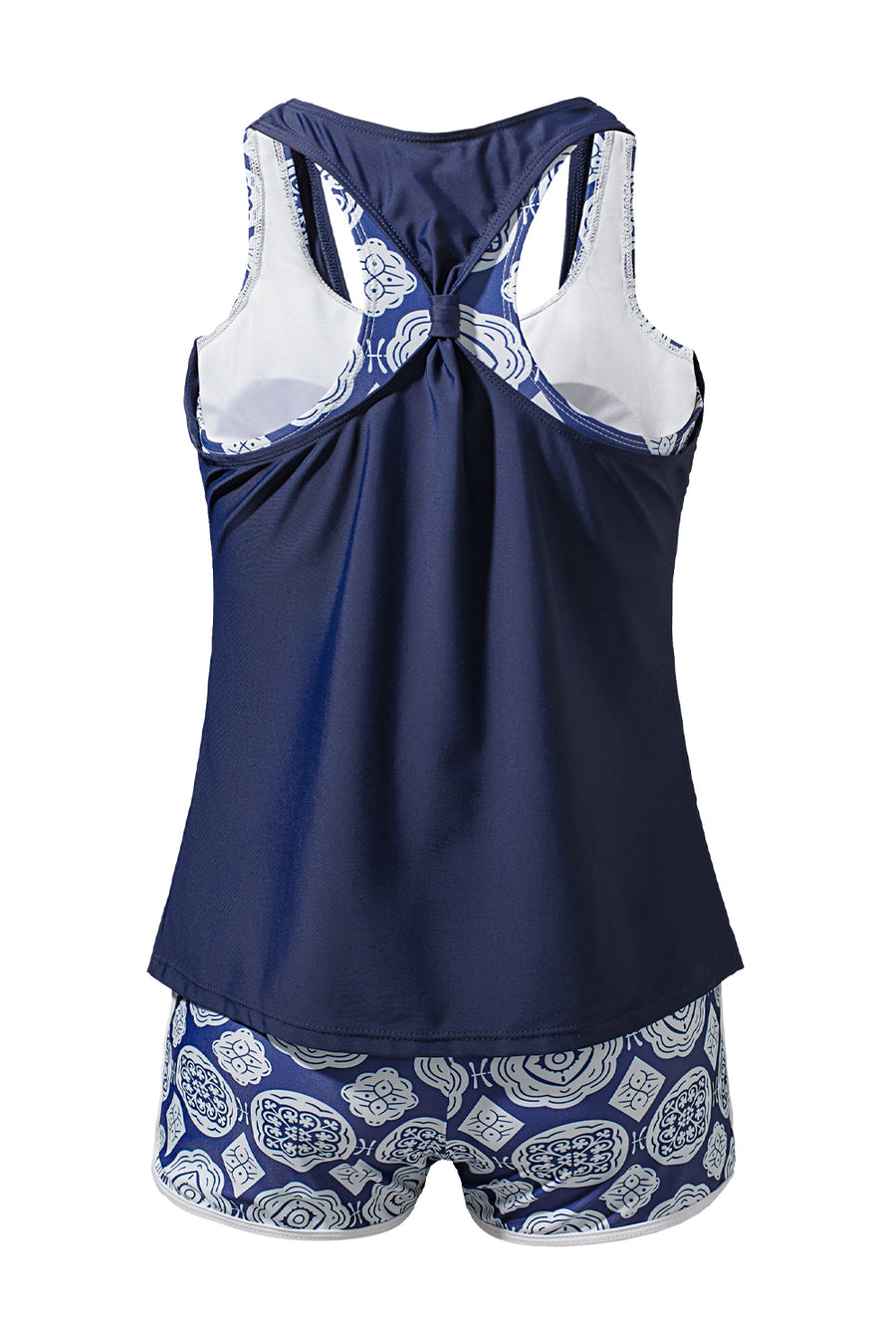 Dark Blue 3pcs Beach Sporty Racerback Tankini Swimsuit- Free Shipping