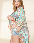 Multicolor Boho Floral Open Front Half Sleeve Kimono Stylish Layering Piece for Bohemian Chic Look