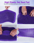 Gel Seat Cushion Non-Slip Breathable Honeycomb Sitting Cushion Pressure Relief Back Tailbone Pain Cushion Pad with Removable Cover for Car Office Chai