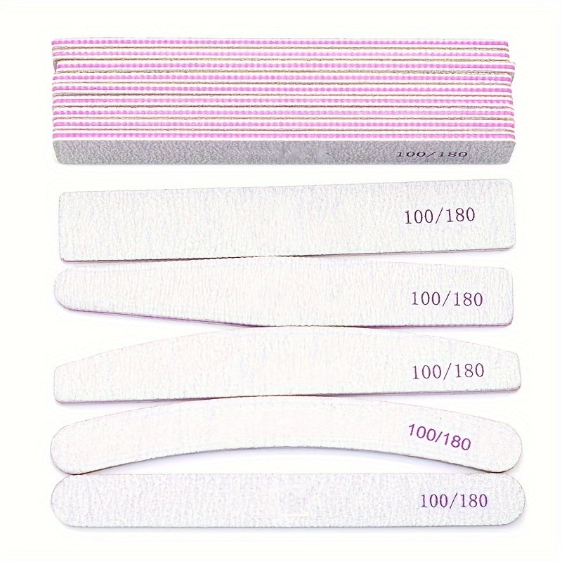 10pcs Nail File 100/180 Grit Nail Polishing Files, Sanding Strip Rubbing Strip, Double Sided Polishing Strip Nail Files, Mini Fingernail Files, Manicure Pedicure Tool