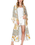 Multicolor Wide Sleeve Mixed Floral Print Long Kimono Effortless Elegance for Every Occasion