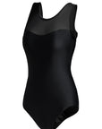 Black Hollow Out Back Mesh High Leg One Piece Swimsuit