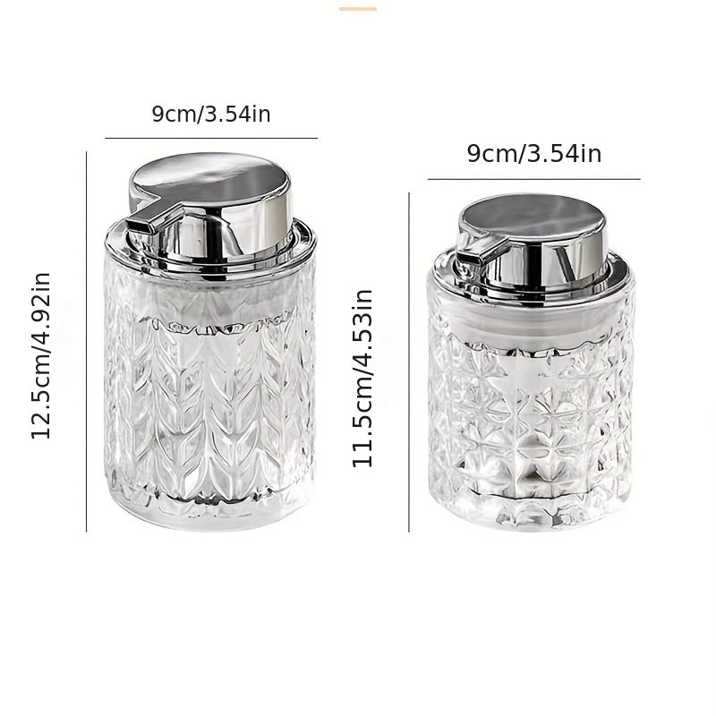 1pc Silvery Glass Foaming Soap Dispenser Refillable Pump Bottle For Liquid Soap, Shampoo, Body Wash - Bathroom Accessories