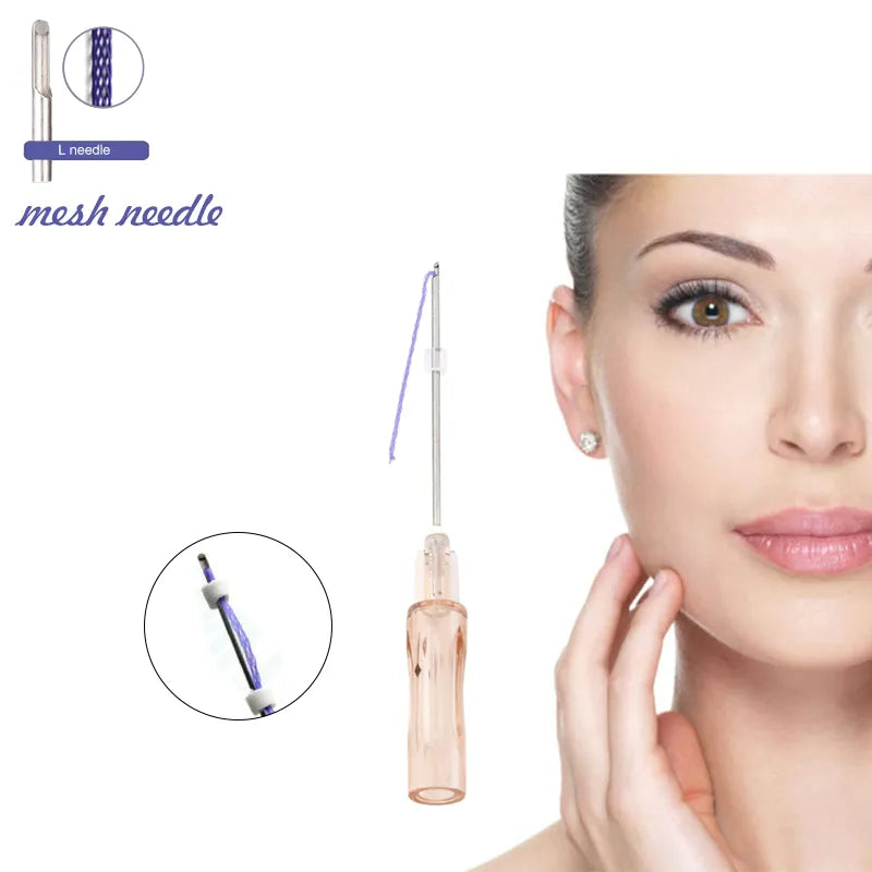 Factory Wholesale Mesh Thread L Needle – 19G 38/60mm PCL Mesh Thread for Nasolabial Folds & Deep Wrinkles