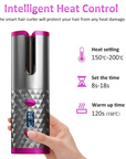 Cordless Rechargeable Auto Rotating Hair Curler With LED Display