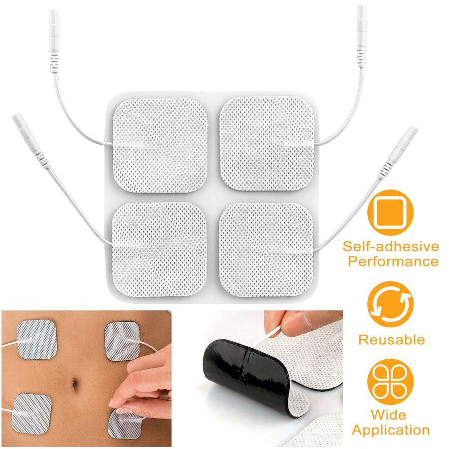 4Pcs Reusable Self Adhesive Replacement Electrode Pads For TENS/EMS Unit Muscle Relieve Electrode Pads