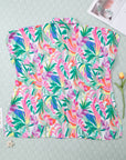 Multicolor Tropical Print Button-up Short Sleeve Beach Cover Up Embrace Island Chic