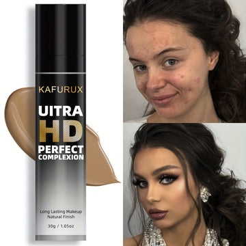 Liquid Foundation, Full Coverage Concealer, Natural Matte Finish, Waterproof Long Lasting Liquid Foundation Suitable For Concealing Dark Circles Acne Blemishes