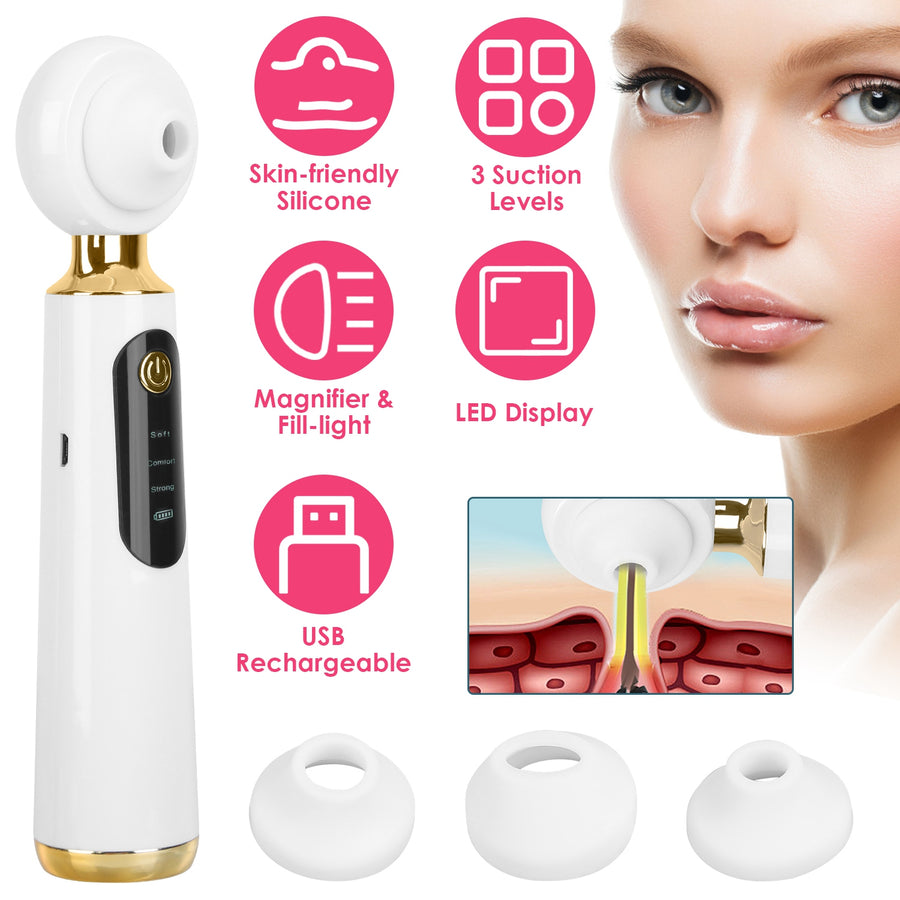 Blackhead Vacuum Remover Electric Acne Blackhead Comedone Extractor Remover Tool Facial Pore Cleaner Pimple Suction Tool