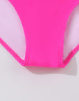 Bright Pink Cut Out Ruffle Crossed One Piece Swimdress