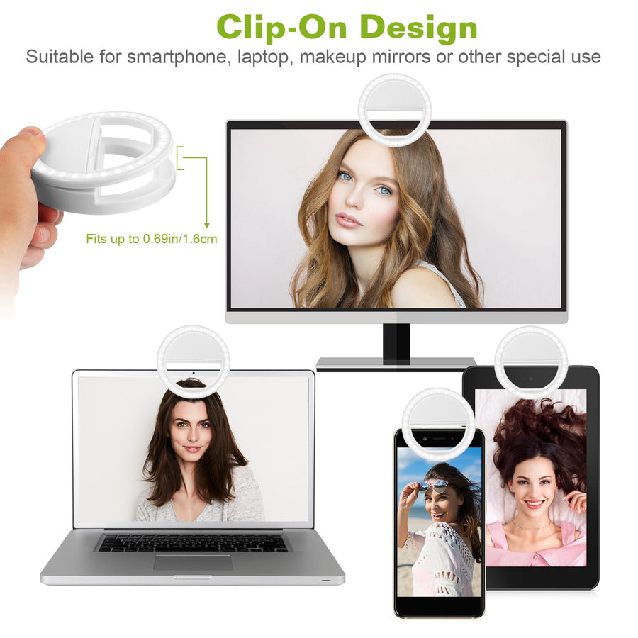 Selfie Ring Light 36 LEDs Ring Fill Light Clip for for iPhone Xs Max/XR Galaxy S10 Plus Tablet