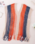 Multicolor Striped Tassel Crochet V Neck Beach Cover Up Perfect Poolside Companion