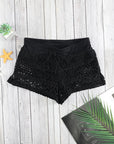 Black Sexy Crochet Drawstring Cut Out Bikini Bottom