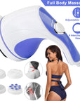 Electric Handheld Body Massager Full Body Vibrating Massager w/ 4 Interchangeable Massager Head w/ Mesh Cover