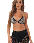 Black Sexy Crochet Drawstring Cut Out Bikini Bottom