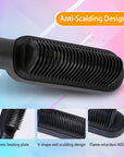 Electric Hair Straightener Brush Straightening Curler Brush Hot Comb 5 Temperature Adjustment 10S Fast Heating