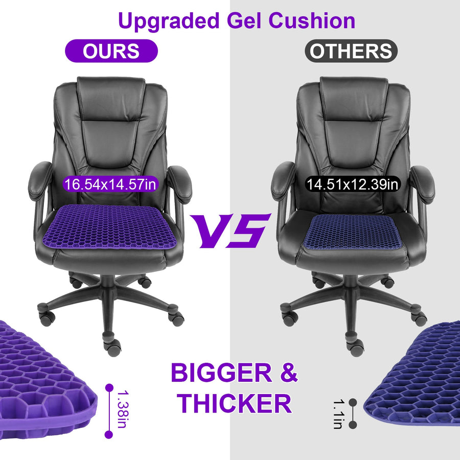 Gel Seat Cushion Non-Slip Breathable Honeycomb Sitting Cushion Pressure Relief Back Tailbone Pain Cushion Pad with Removable Cover for Car Office Chai