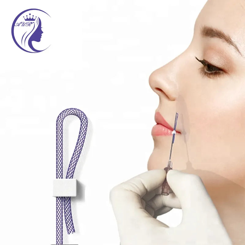 Factory Wholesale Mesh Thread L Needle – 19G 38/60mm PCL Mesh Thread for Nasolabial Folds & Deep Wrinkles