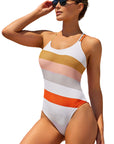 Multicolor Striped Criss Cross Backless One Piece Swimsuit  Dive into Summer in Style