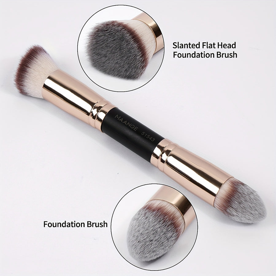 2pcs, Dual Head Makeup Brush Set Foundation Brush Blush Brush Face Brush Loose Powder Brush Makeup Tools