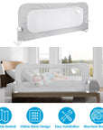 57.48IN Extra Long Toddler Bed Rail Guard Foldable Mesh Safety Kid Bedrail For Queen King Twin Full Size Bed Grey