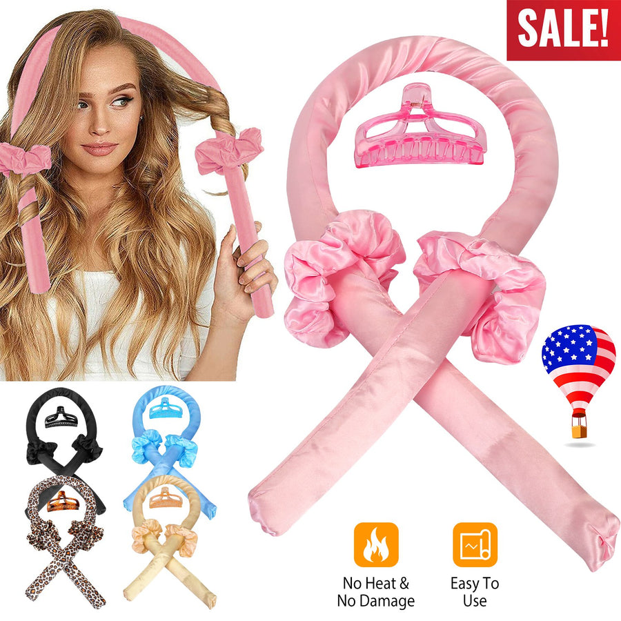 Heatless Curling Rod Headband Curling Ribbon Soft Hair Curlers Rollers Sleep Hair Styler Wave Formers with Hair Loops Clips for Long Medium Hair