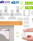 4Pcs Magnetic Cabinet Locks Child Safety Drawer Locks Adhesive Baby Proof Cabinets Latches Kit