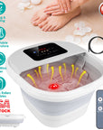 Collapsible Foot Spa Massager Electric Foot Soaker Tub Foldable Foot Spa Tub with Surfing Bubbles Heating Red Light Temperature Control Timer Remote C