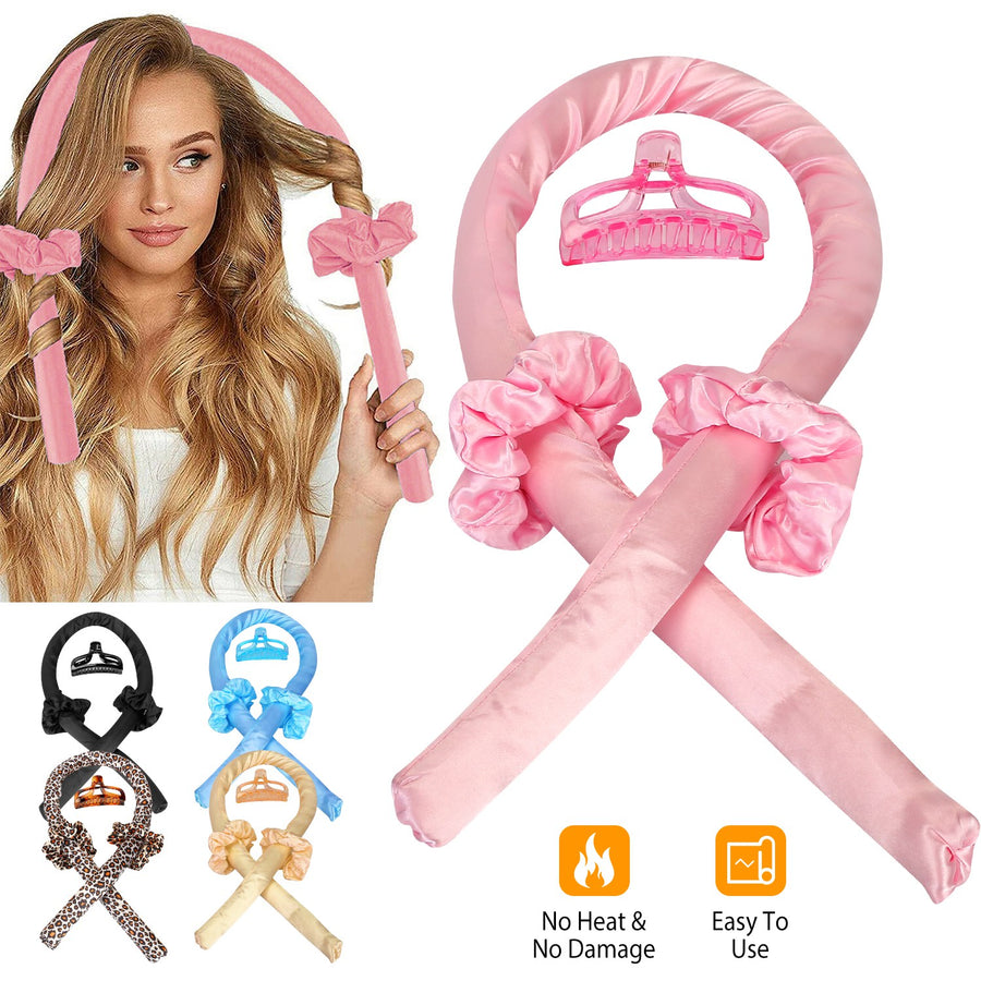 Heatless Curling Rod Headband Curling Ribbon Soft Hair Curlers Rollers Sleep Hair Styler Wave Formers with Hair Loops Clips for Long Medium Hair