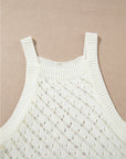 White Hollowed Crochet Cropped Two Piece Beach Cover Up