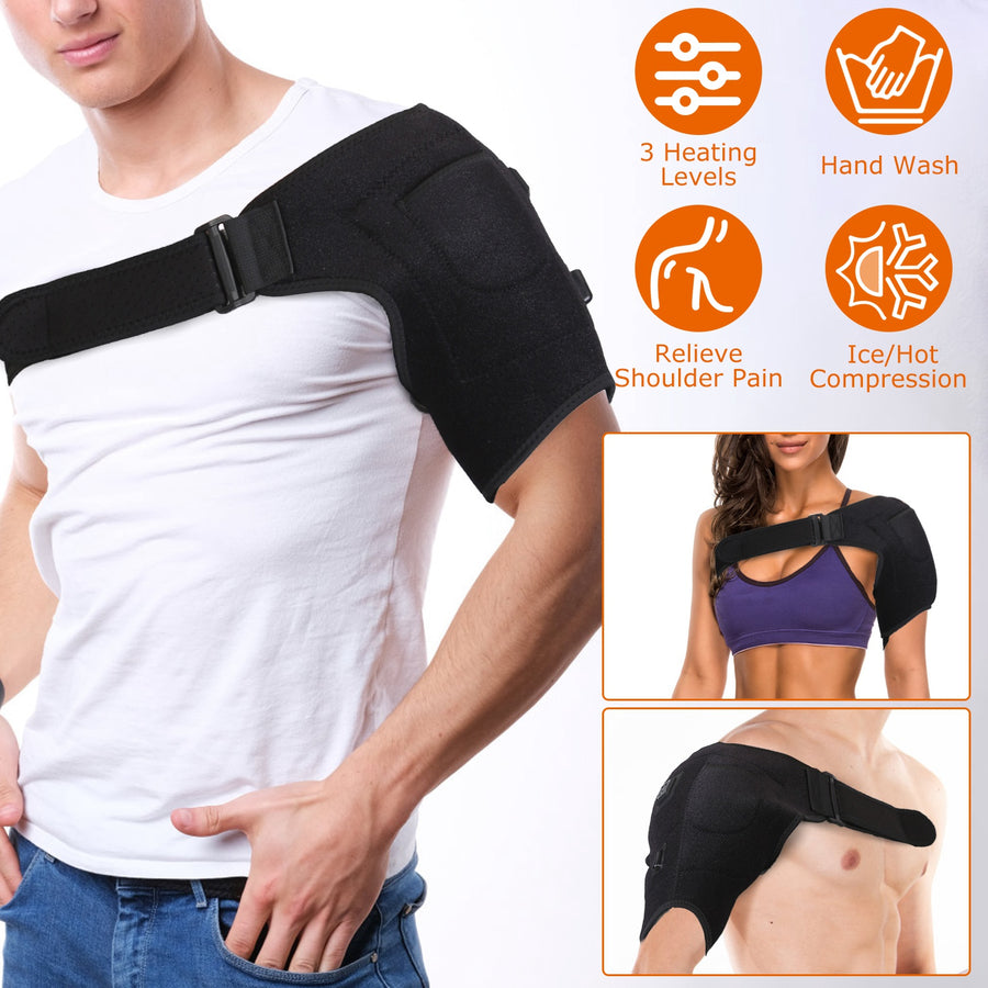 Heated Shoulder Brace Electric Heating Pad Therapy Shoulder Heating Wrap Compression Sleeve for Shoulder Pain Muscle Stiffness Bursitis Tendonitis