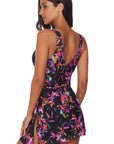 Multicolor Floral Print V Neck One Piece Swimdress Stylish and Flattering Choice for Beachside Elegance