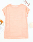 Pink Loose Fit Pockets Short Sleeve Beach Cover Up