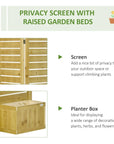 Outsunny Outdoor Privacy Screen Wood Privacy Panel with 4 Planter Boxes, Raised Bed with 3 Panels, Drainage Holes