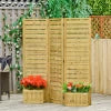 Outsunny Outdoor Privacy Screen Wood Privacy Panel with 4 Planter Boxes, Raised Bed with 3 Panels, Drainage Holes