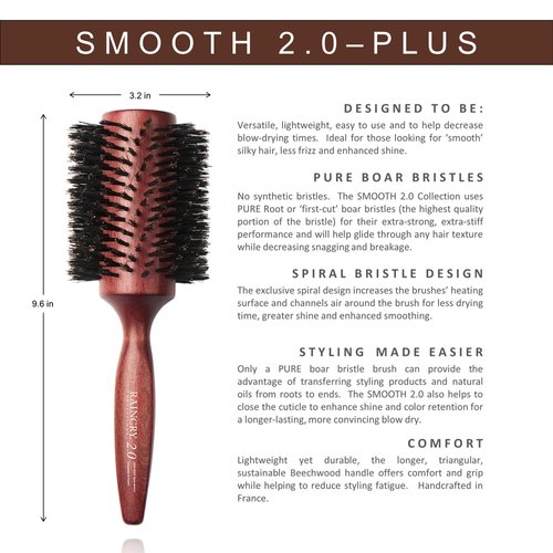 Smooth 2.0 Pure Natural Bristle Brush – 100% Boar Bristle, Professional-Quality