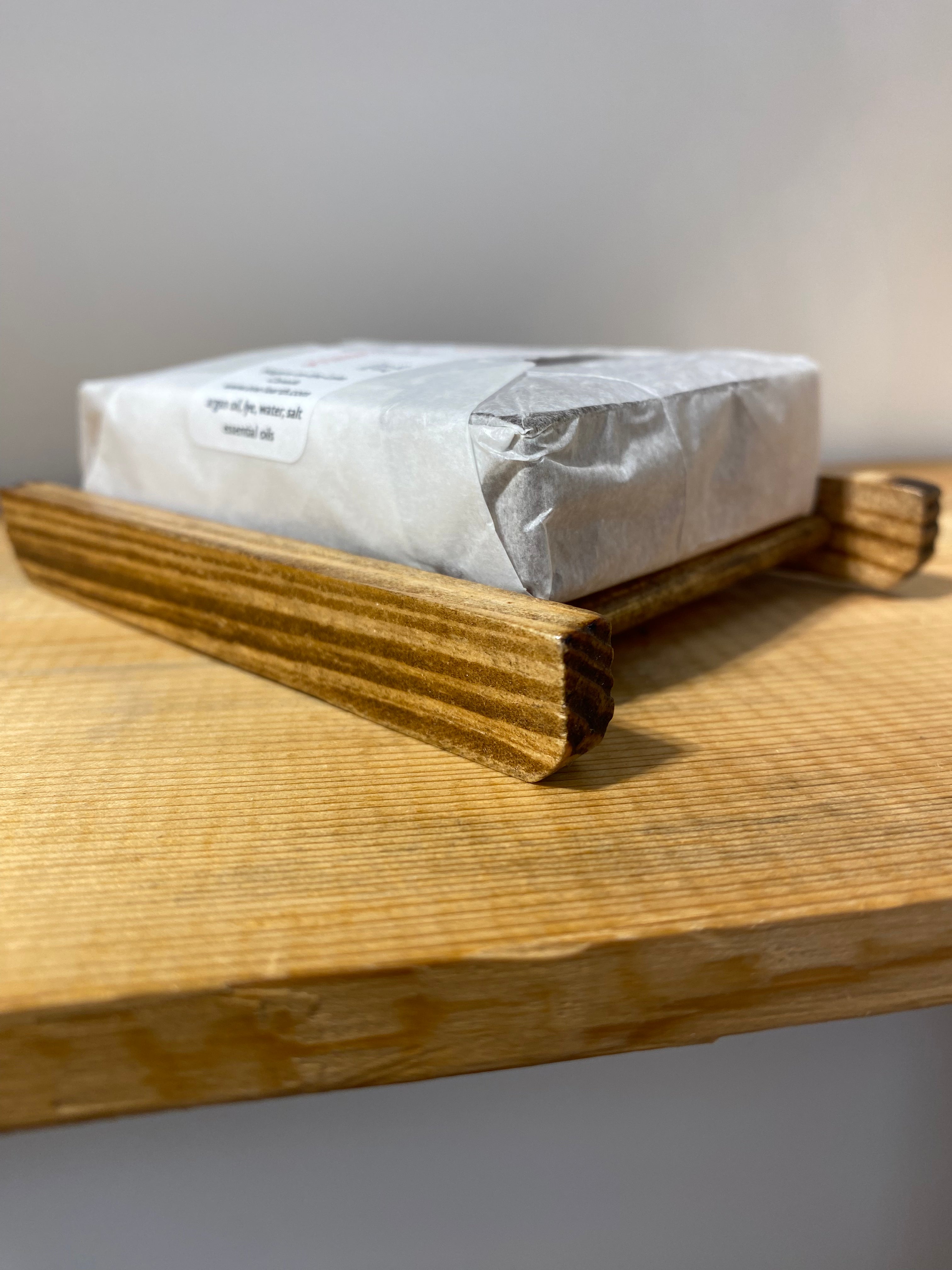 Bamboo Soap Rack – Natural Finish Biodegradable Bamboo Soap Dish with Drainage Grooves, 4"x3"