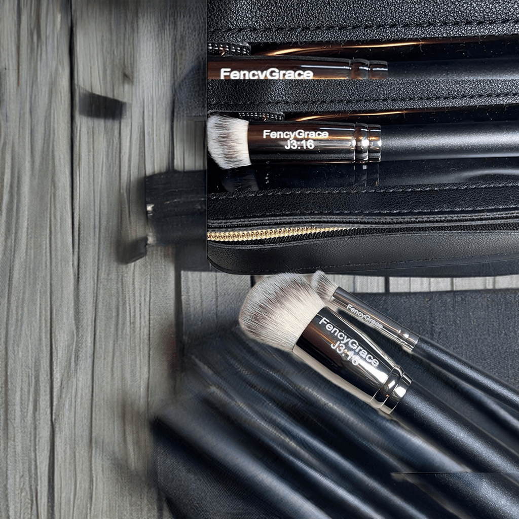 FencyGrace 3-Piece High-Quality Makeup Brush Set – Precision Application with Cleaning Pad