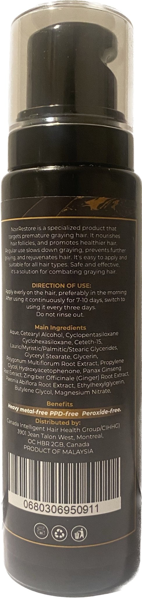 Noir Restore Grey Hair Solution-Turn grey to black just in 7 days! 120ml