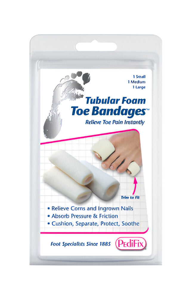 Tubular-Foam Toe Bandage Pack of 3 – Soft Cushioning for Sensitive Toes