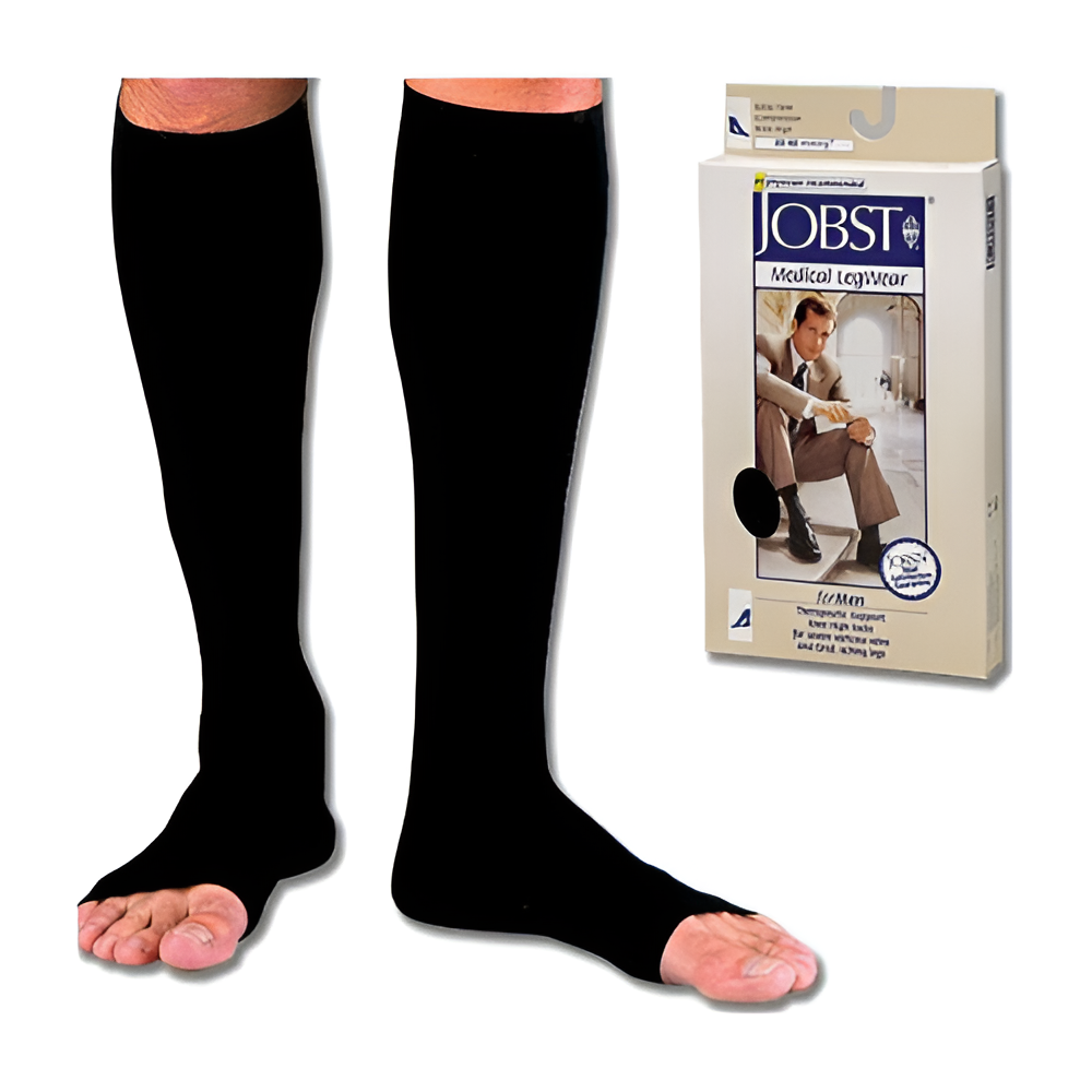 Jobst Opaque 30-40 mmHg Knee-High Open Toe Black Small – Compression Stockings