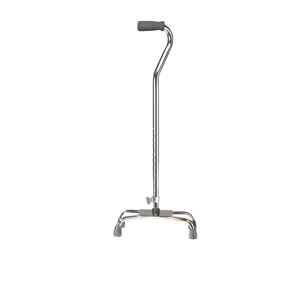 Quad Cane Large Base Silver with Vinyl Grip – Adjustable Walking Cane