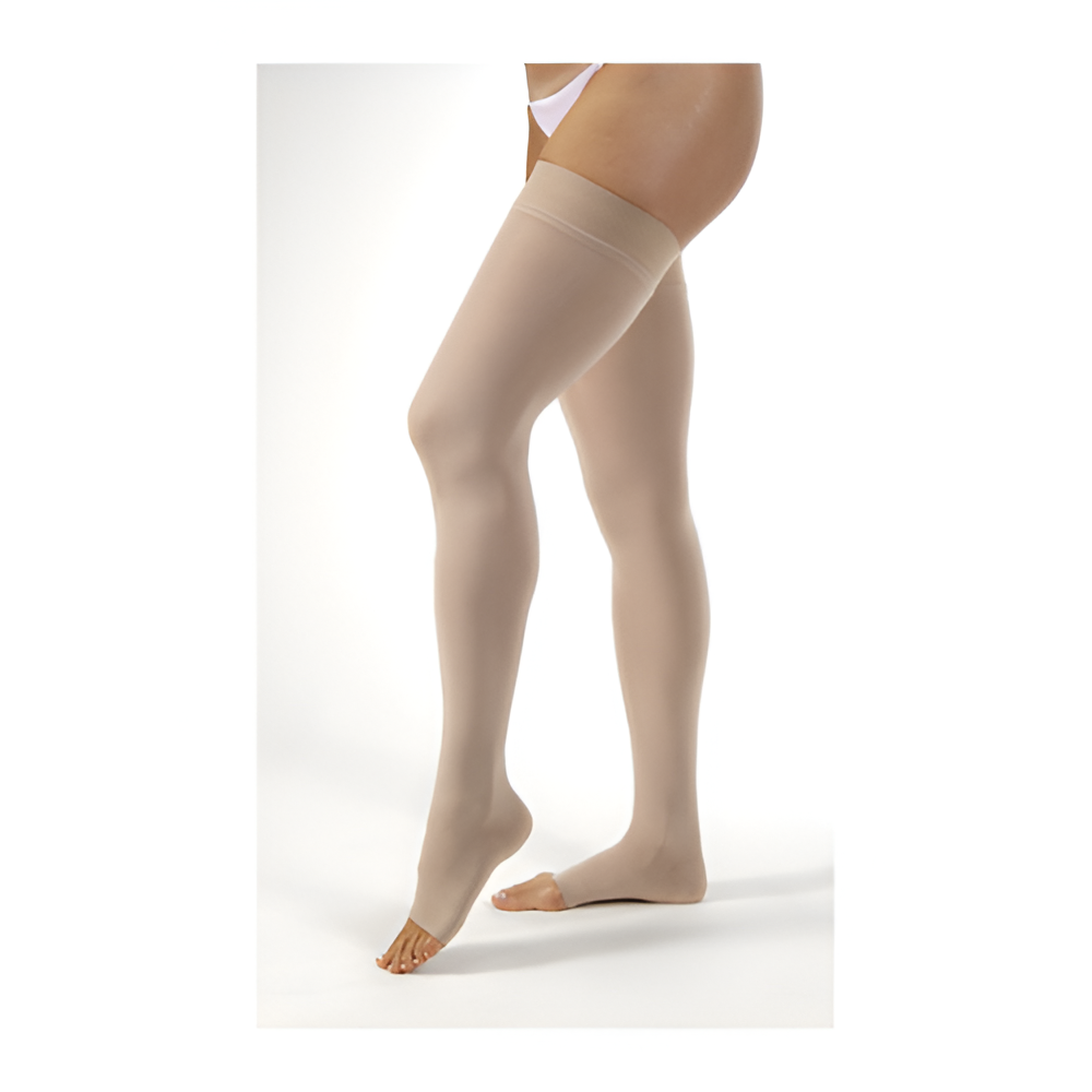 Jobst Opaque 30-40 Thigh-High Open Toe Beige Small Compression Stockings